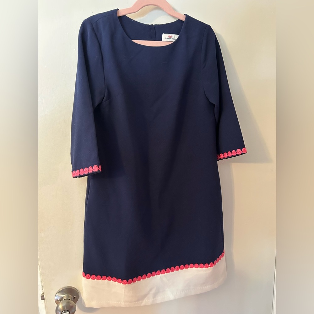 Vineyard Vines Sheath Dress, 3/4 sleeves, pockets